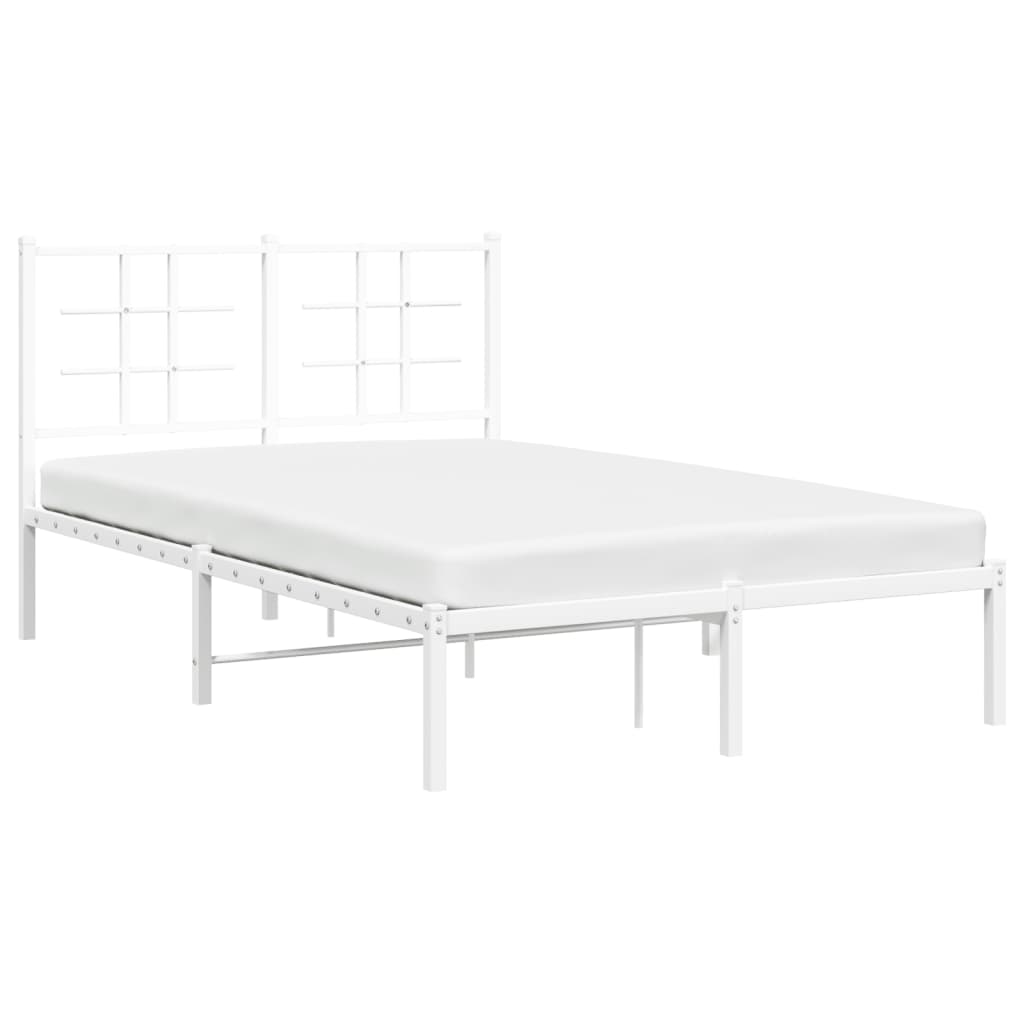 Sengeramme i metall med hodegavl hvit 120x190 cm