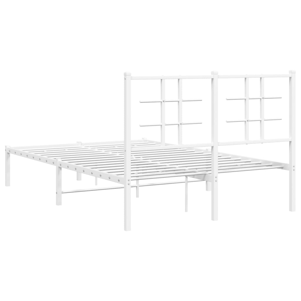 Sengeramme i metall med hodegavl hvit 120x190 cm