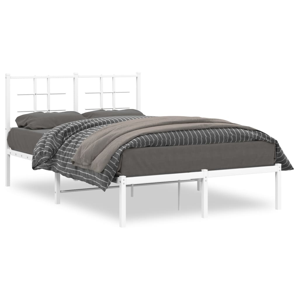 Sengeramme i metall med hodegavl hvit 120x190 cm