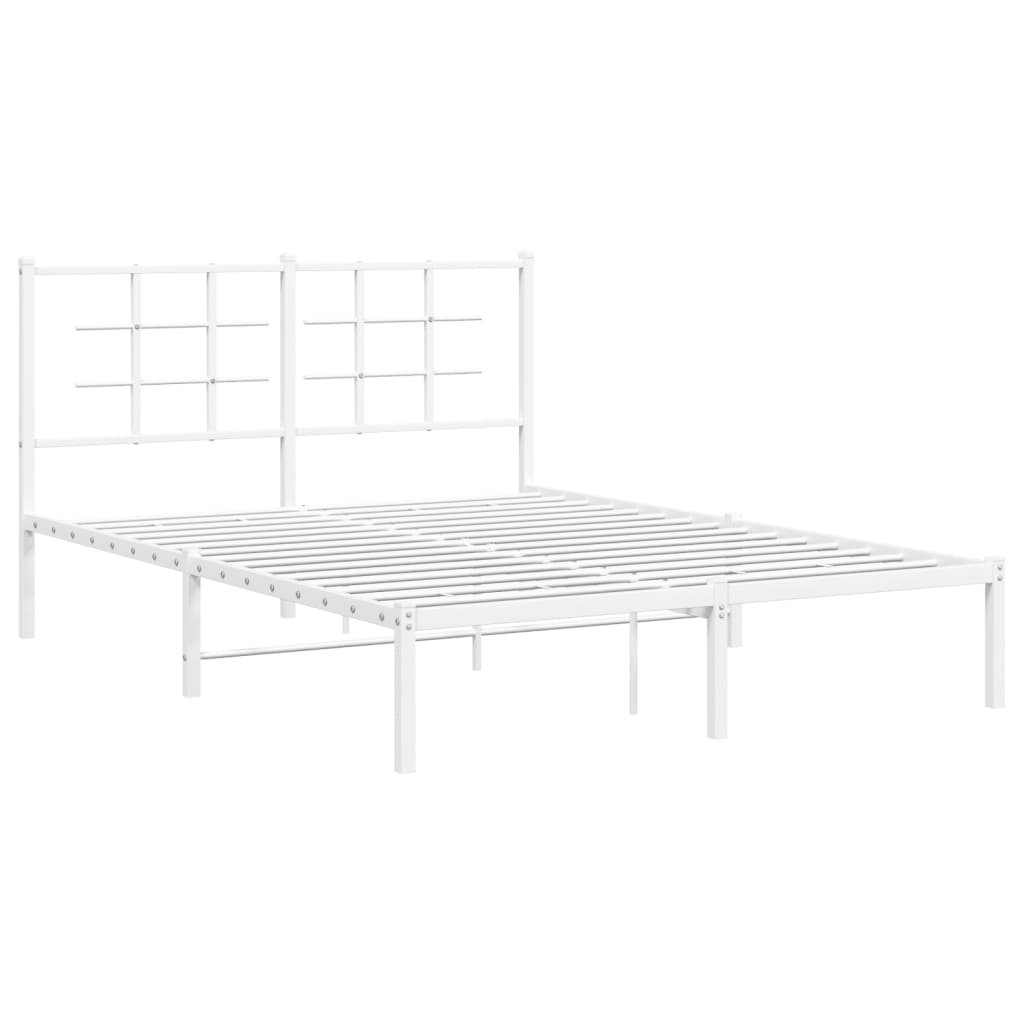 Sengeramme i metall med hodegavl hvit 140x190 cm