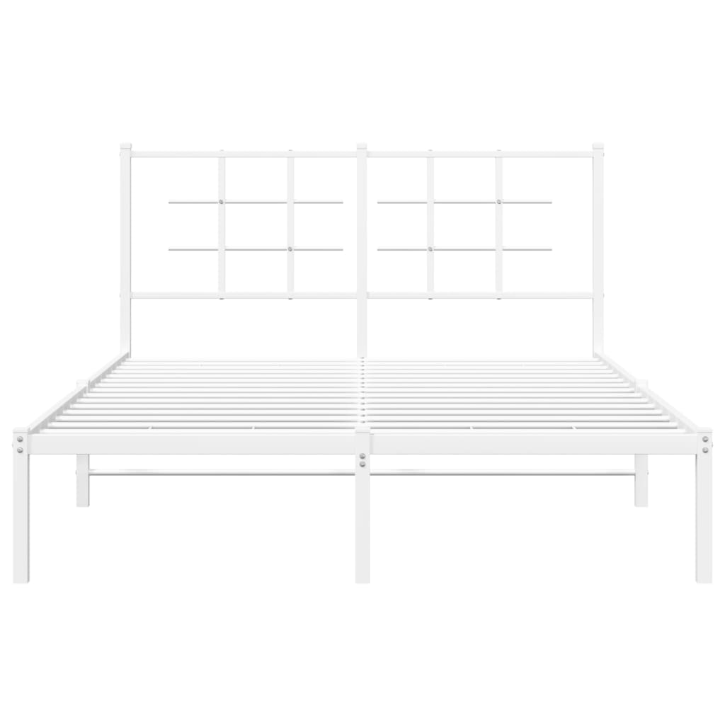 Sengeramme i metall med hodegavl hvit 140x190 cm