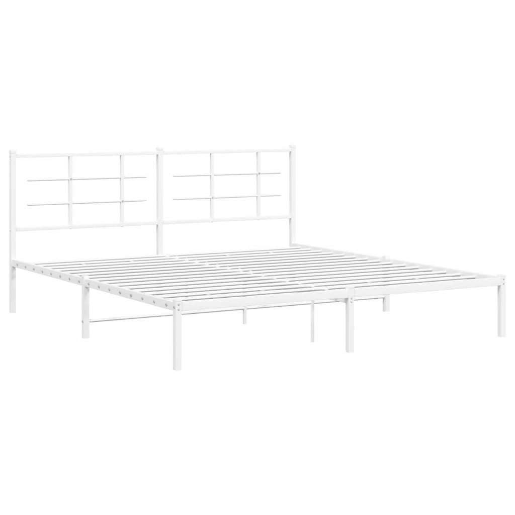 Sengeramme i metall med hodegavl hvit 183x213 cm
