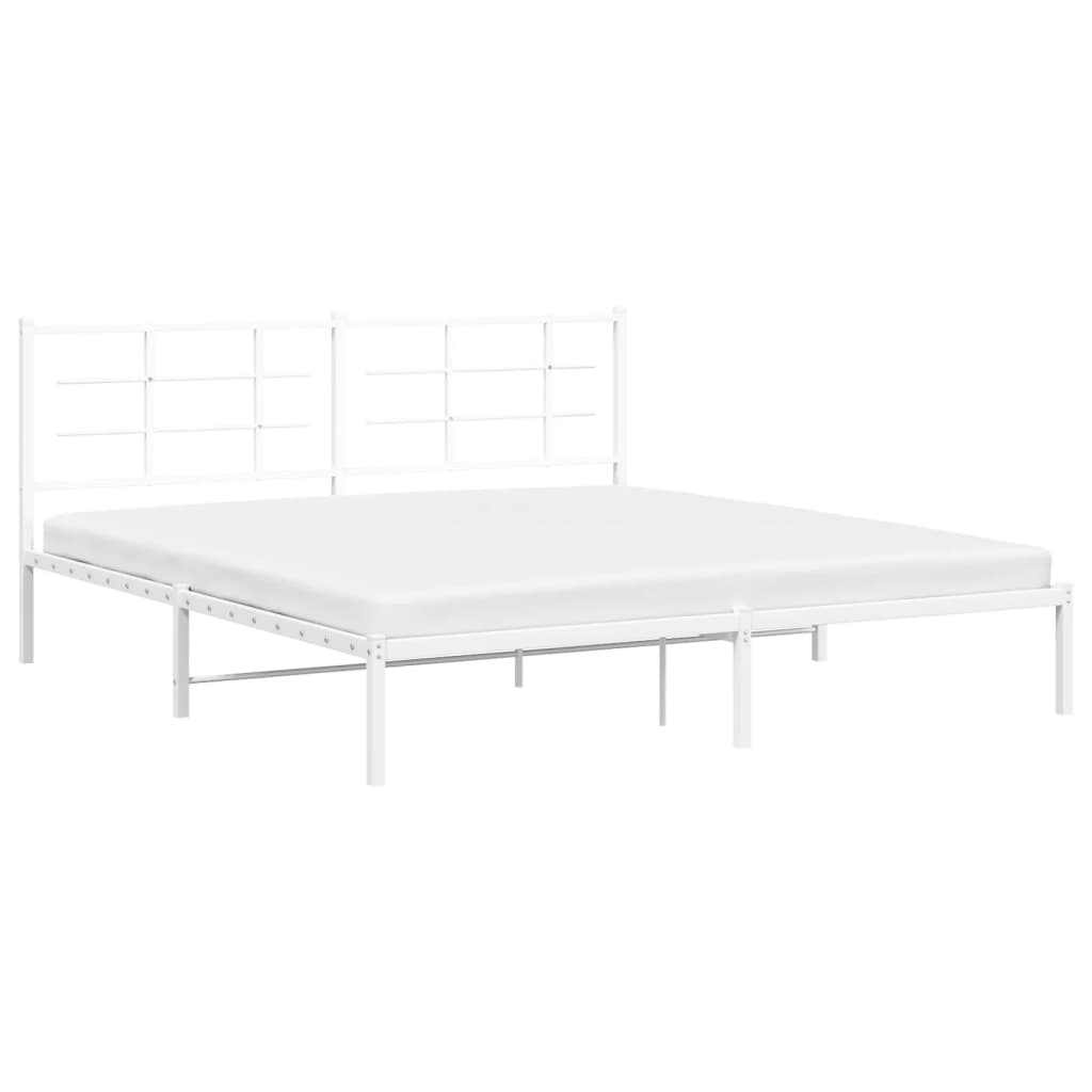 Sengeramme i metall med hodegavl hvit 183x213 cm