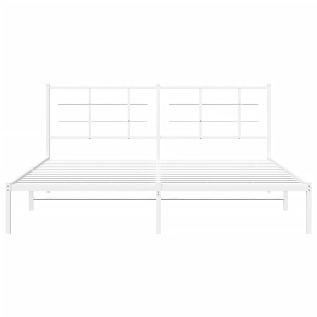 Sengeramme i metall med hodegavl hvit 183x213 cm