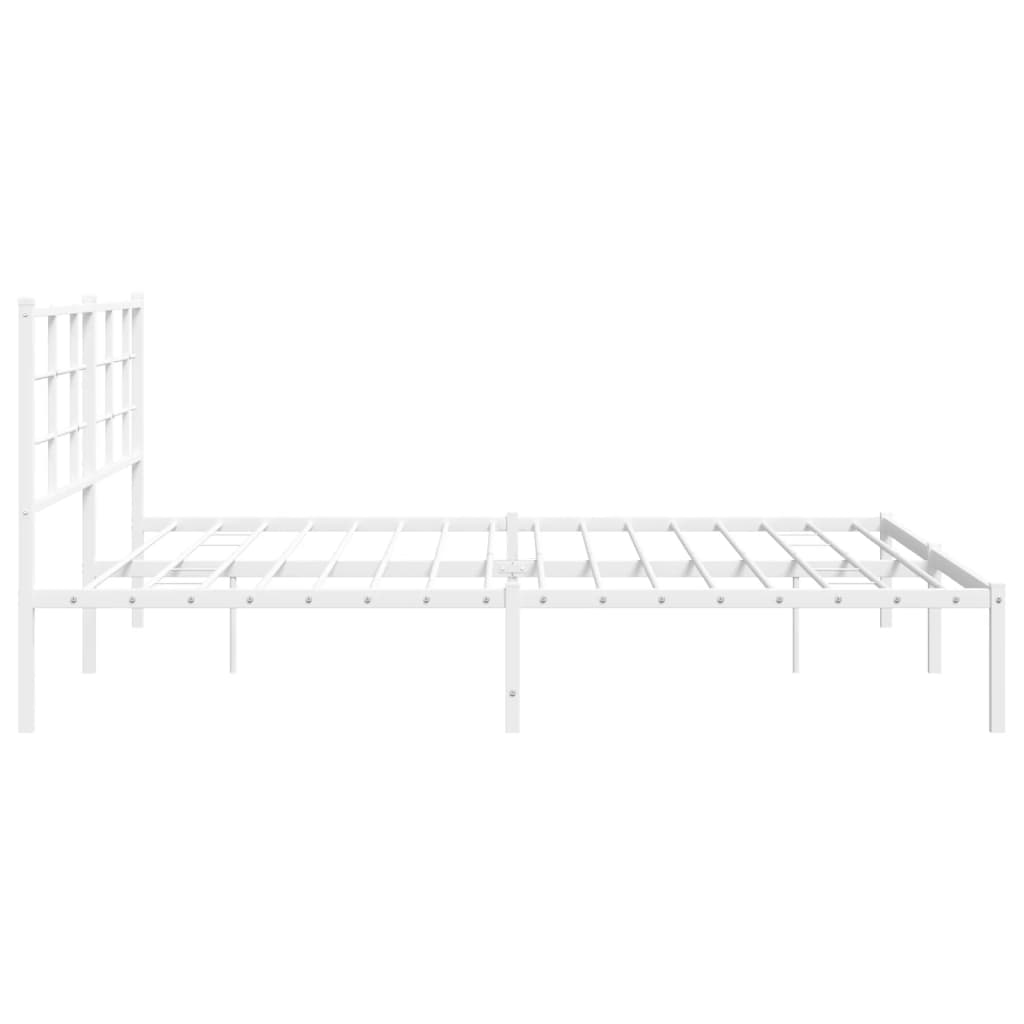 Sengeramme i metall med hodegavl hvit 183x213 cm