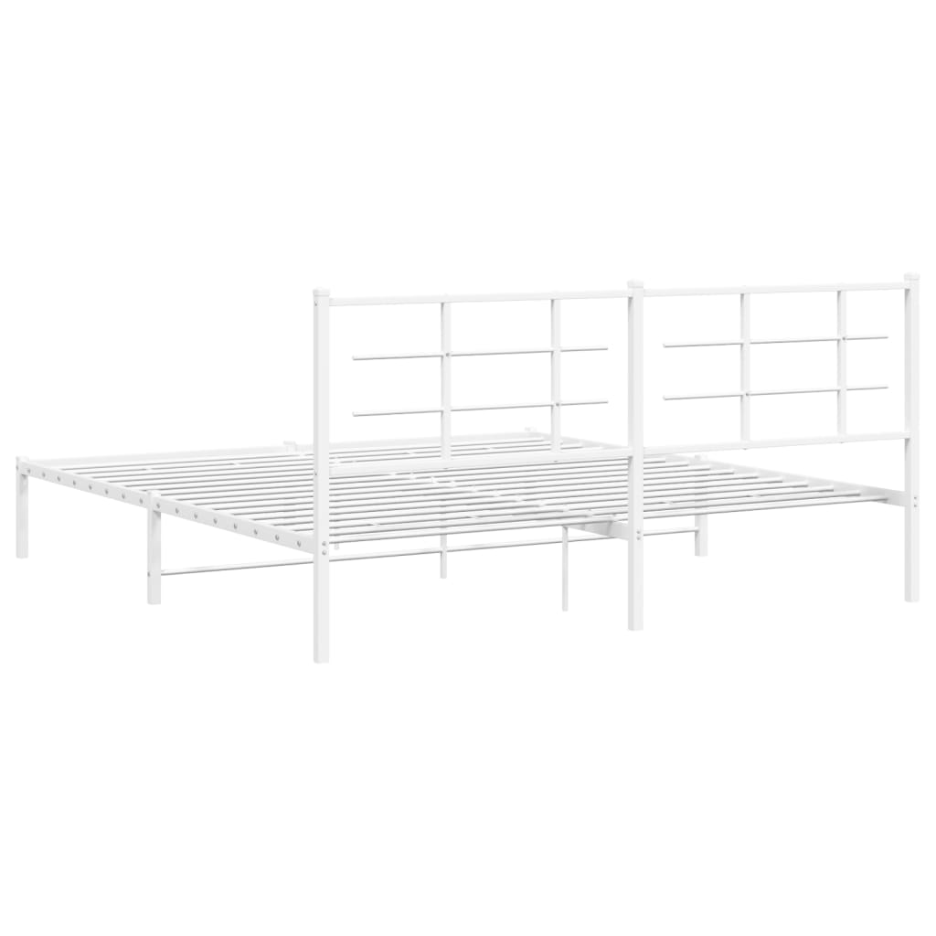 Sengeramme i metall med hodegavl hvit 183x213 cm