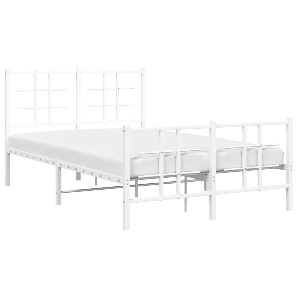 Sengeramme i metall med hode- og fotgavl hvit 120x190 cm