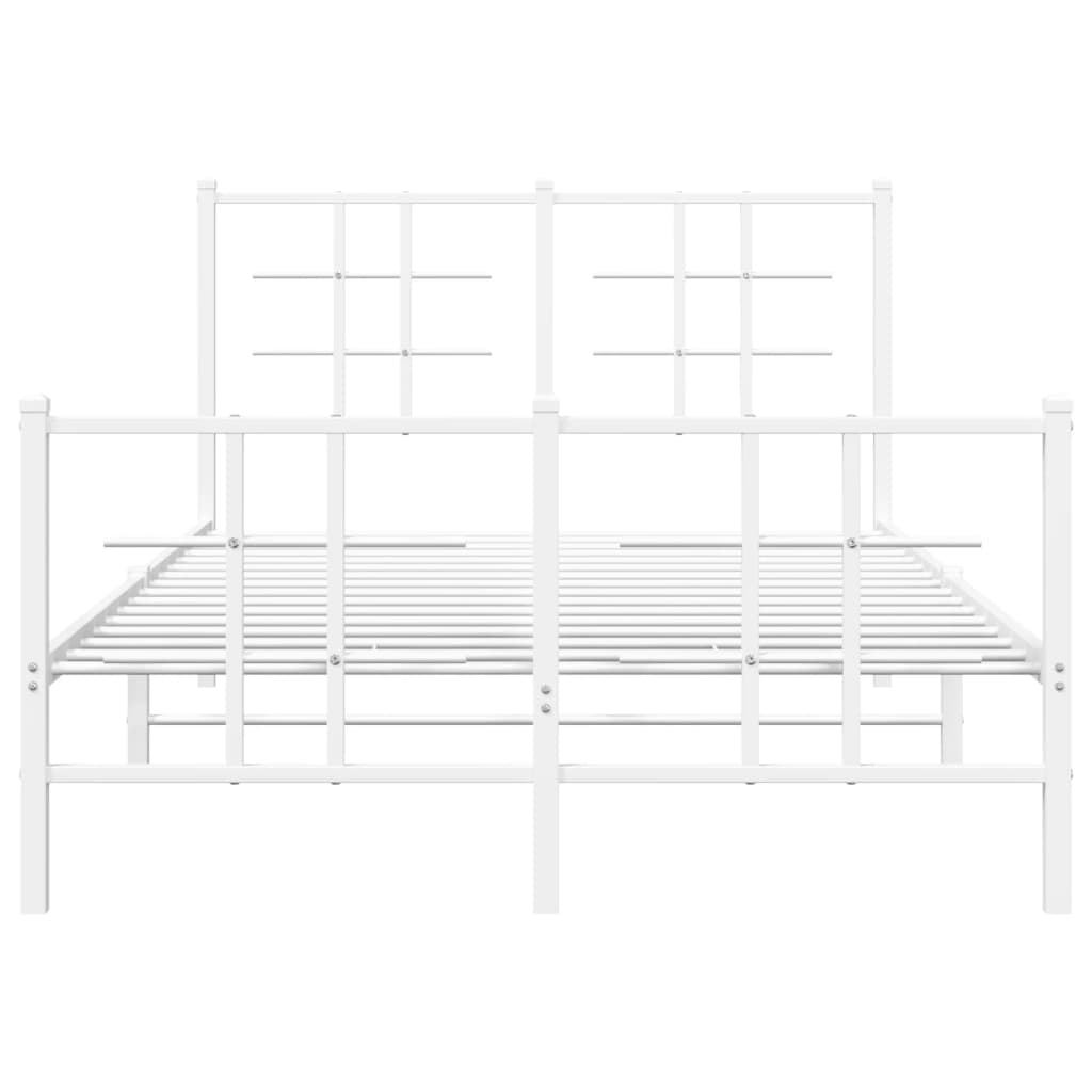 Sengeramme i metall med hode- og fotgavl hvit 120x190 cm