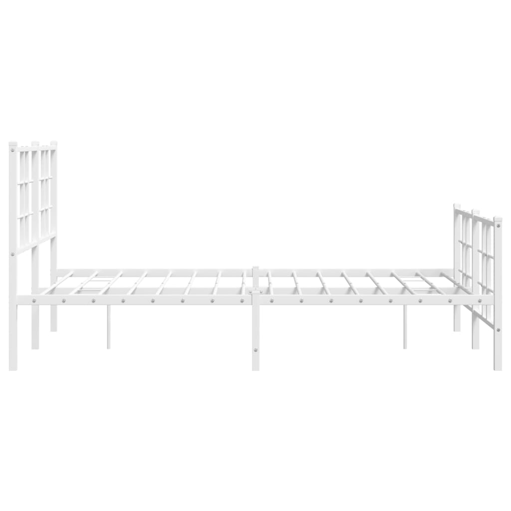 Sengeramme i metall med hode- og fotgavl hvit 120x190 cm