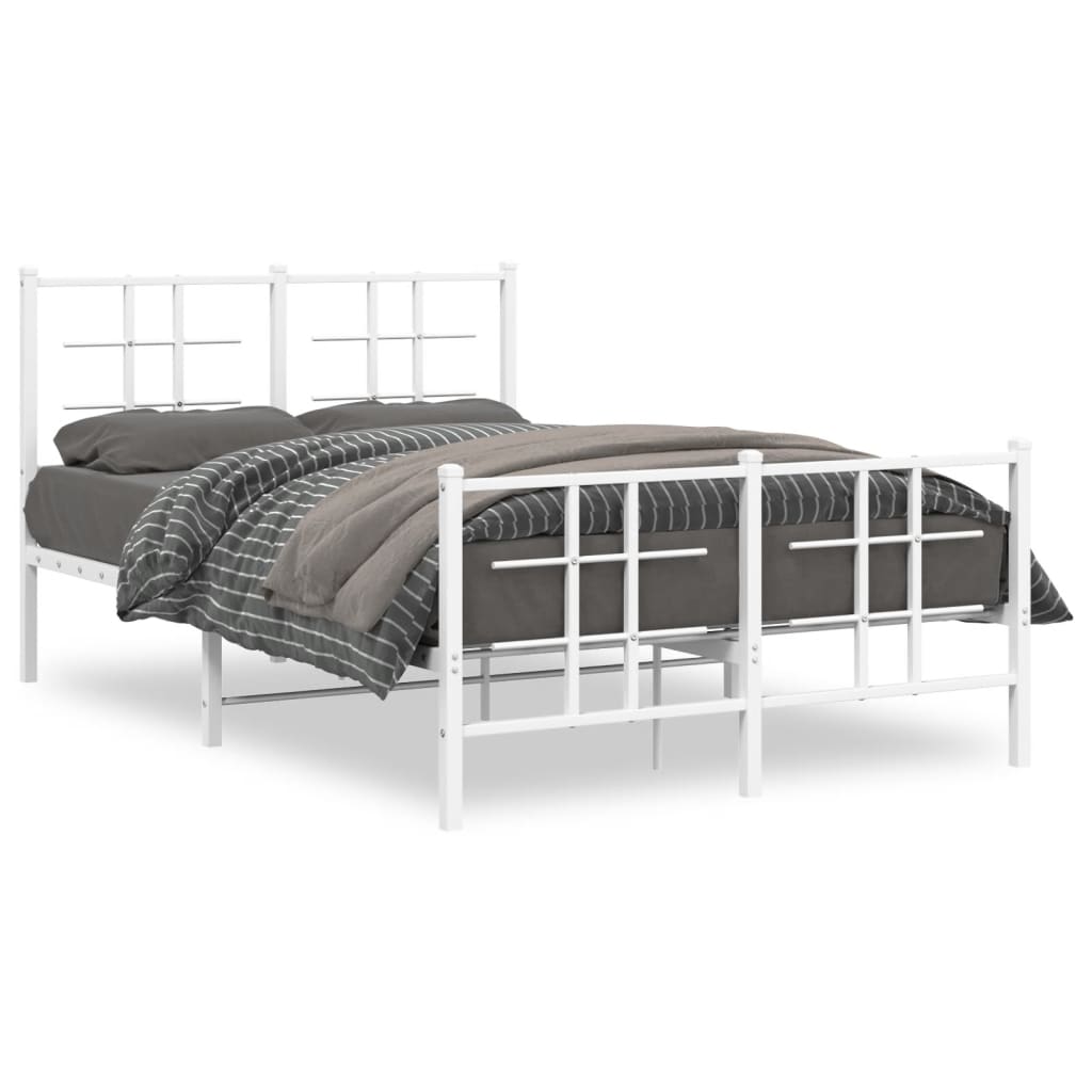 Sengeramme i metall med hode- og fotgavl hvit 120x190 cm