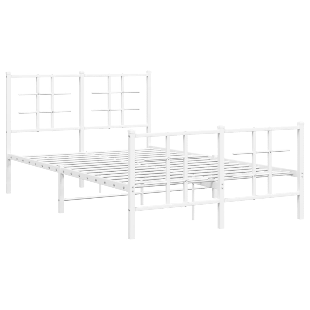 Sengeramme i metall med hode- og fotgavl hvit 120x200 cm