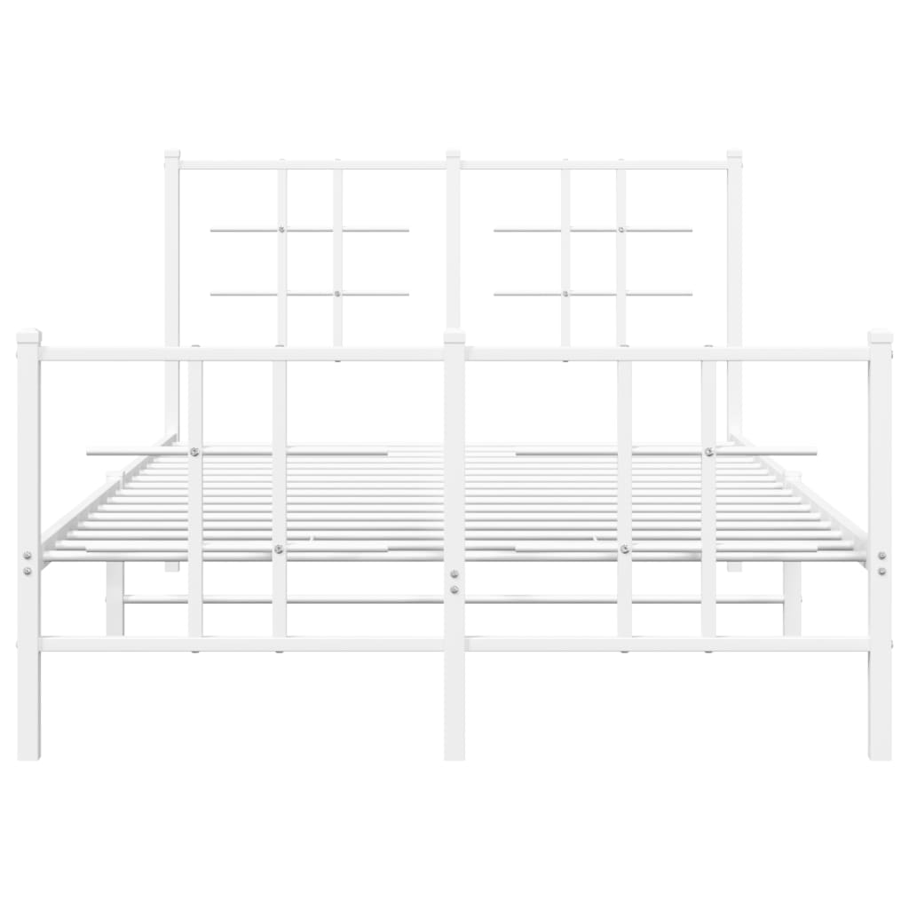 Sengeramme i metall med hode- og fotgavl hvit 120x200 cm