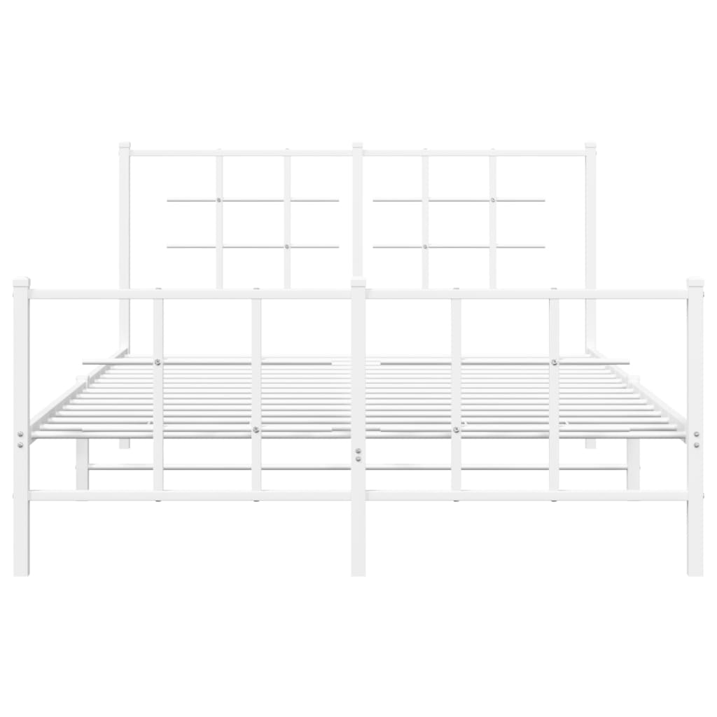 Sengeramme i metall med hode- og fotgavl hvit 140x190 cm