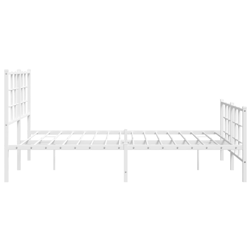Sengeramme i metall med hode- og fotgavl hvit 140x190 cm