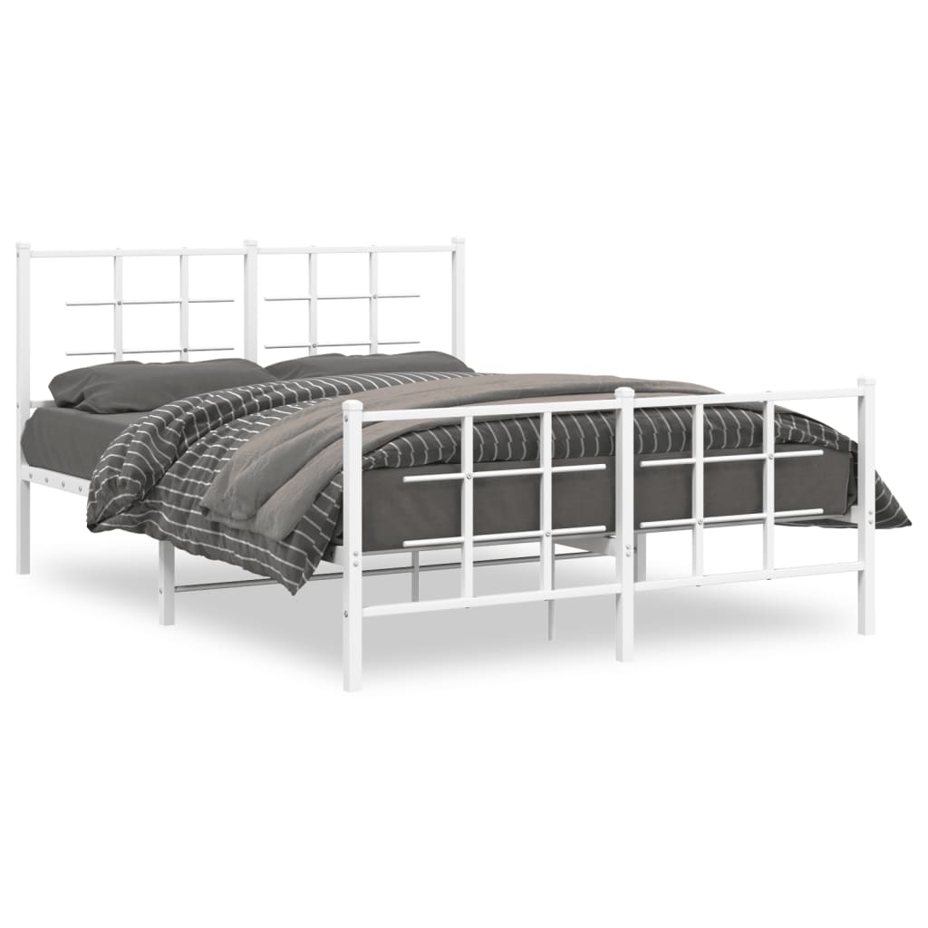 Sengeramme i metall med hode- og fotgavl hvit 140x190 cm