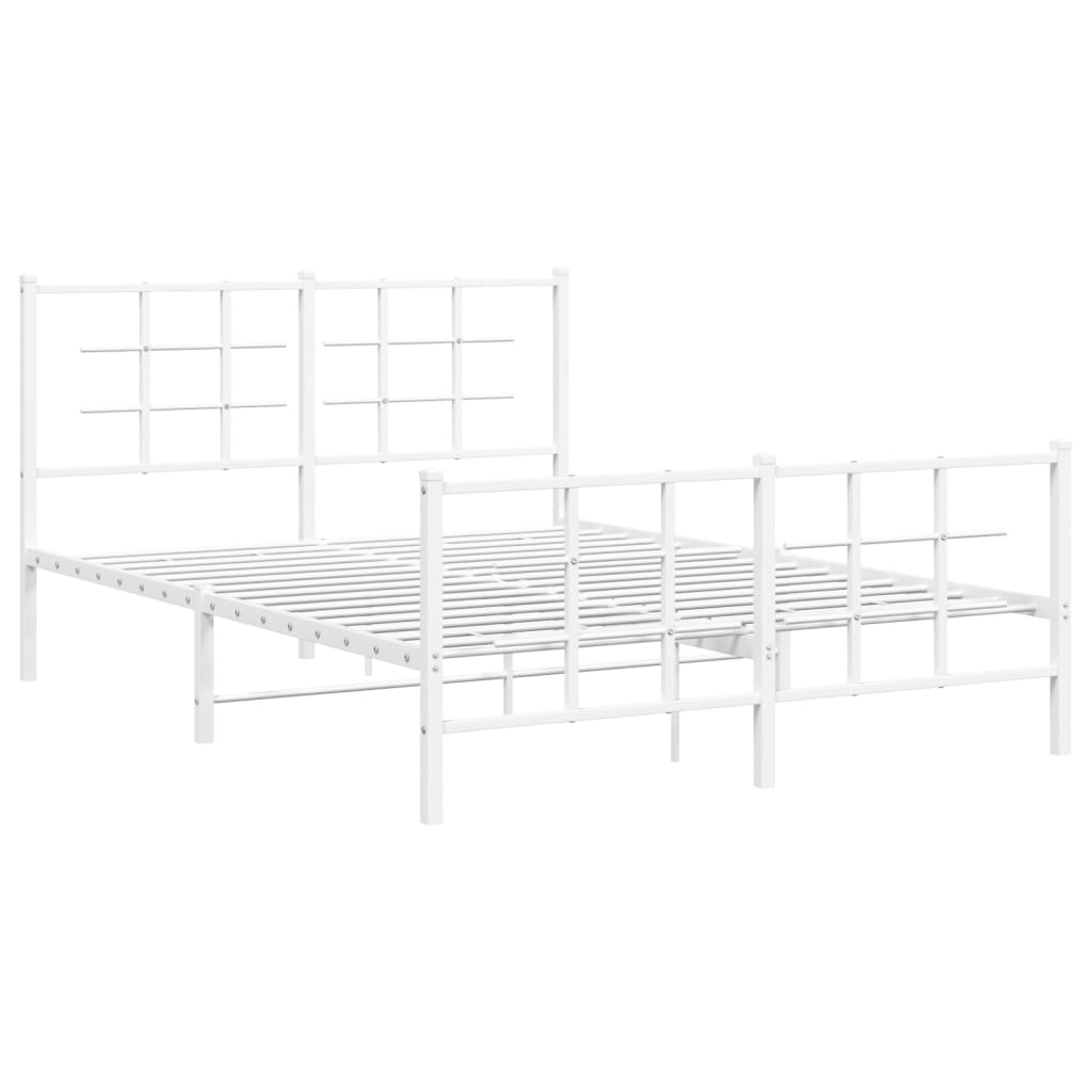 Sengeramme i metall med hode- og fotgavl hvit 140x200 cm