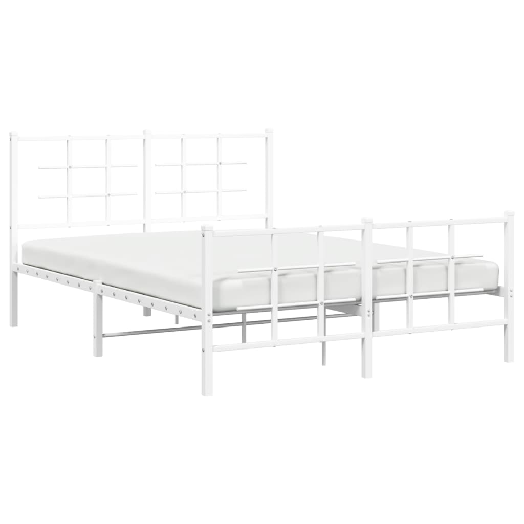 Sengeramme i metall med hode- og fotgavl hvit 140x200 cm