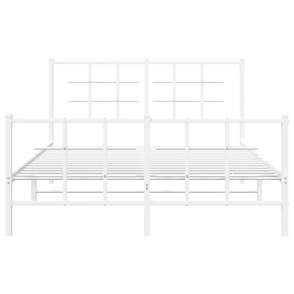 Sengeramme i metall med hode- og fotgavl hvit 140x200 cm
