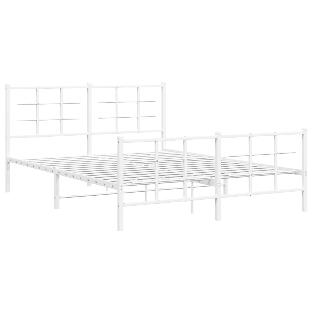 Sengeramme i metall med hode- og fotgavl hvit 150x200 cm