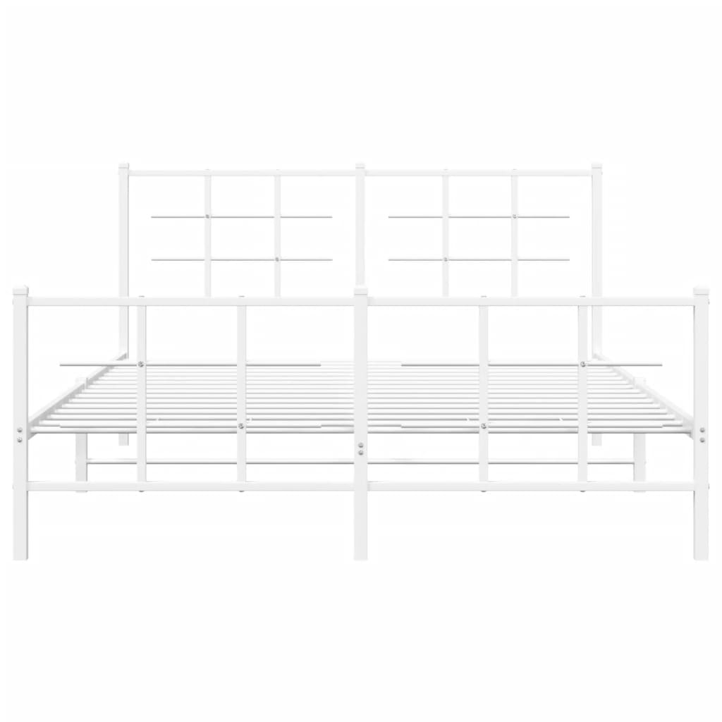 Sengeramme i metall med hode- og fotgavl hvit 150x200 cm