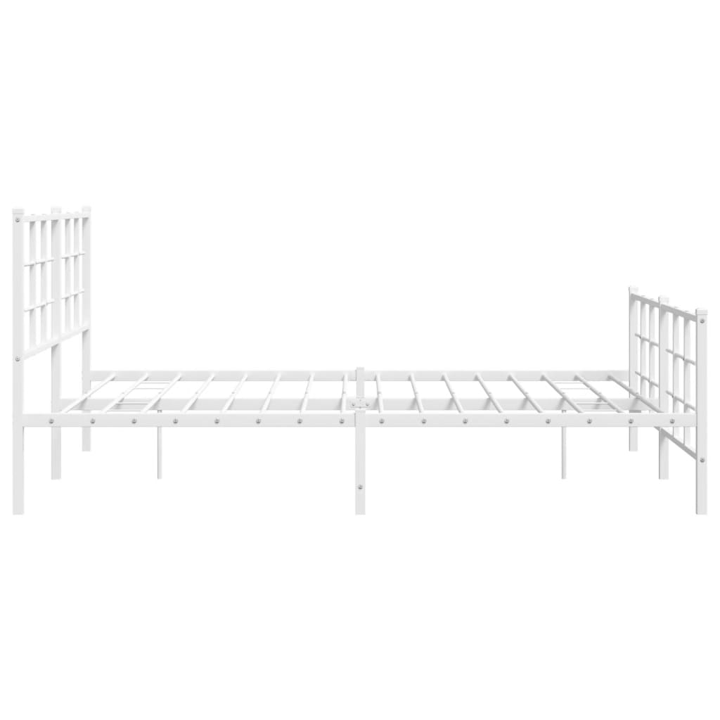 Sengeramme i metall med hode- og fotgavl hvit 150x200 cm