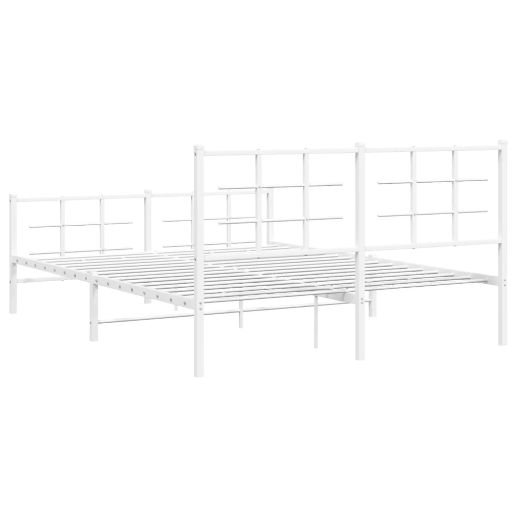 Sengeramme i metall med hode- og fotgavl hvit 150x200 cm
