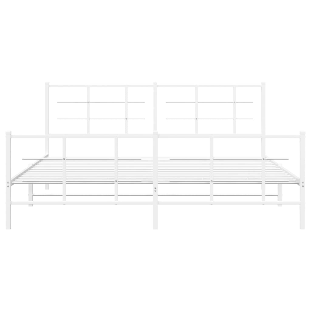 Sengeramme i metall med hode- og fotgavl hvit 183x213 cm
