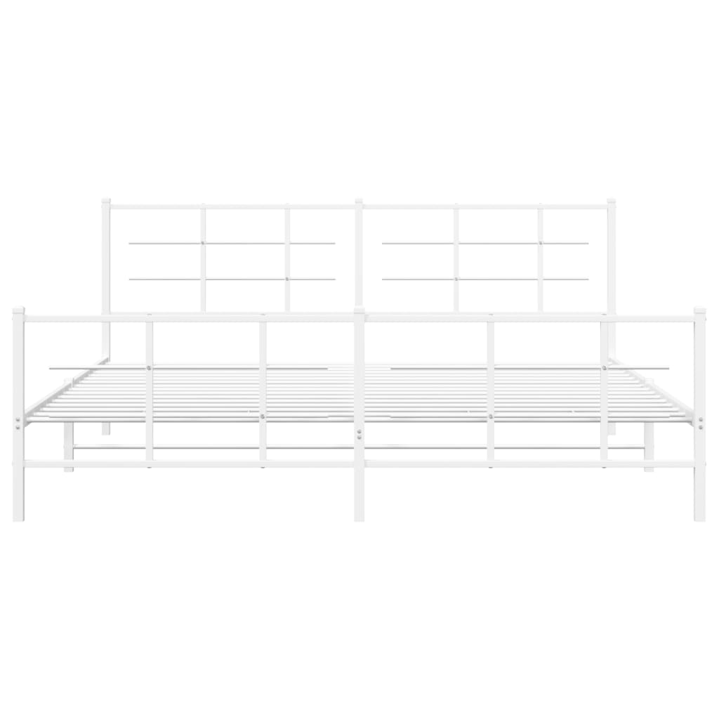 Sengeramme i metall med hode- og fotgavl hvit 193x203 cm