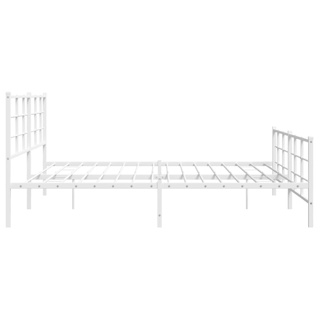 Sengeramme i metall med hode- og fotgavl hvit 193x203 cm