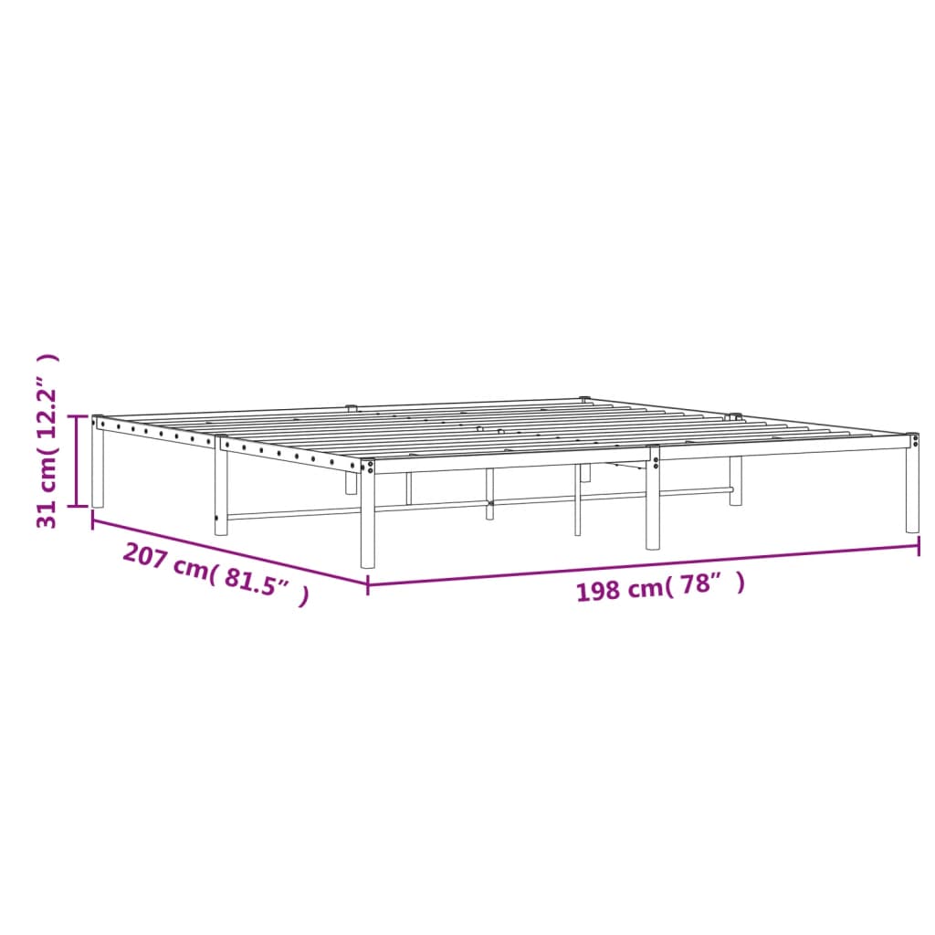 Sengeramme i metall svart 193x203 cm