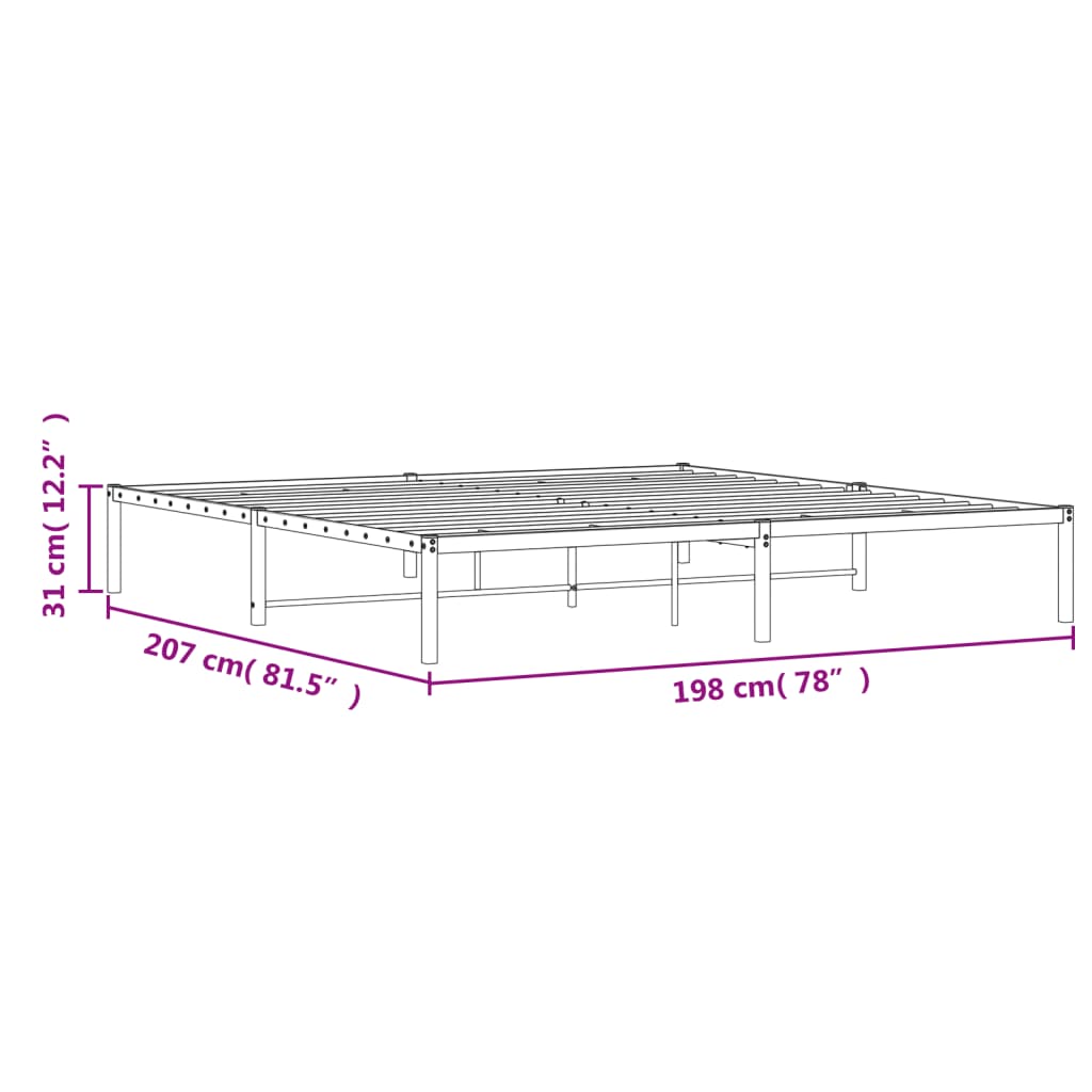 Sengeramme i metall hvit 193x203 cm