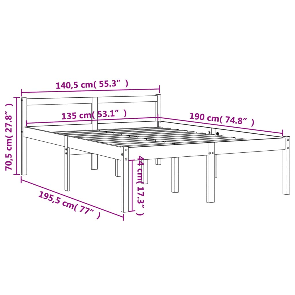 Seniorseng voksbrun 135x190 cm heltre furu