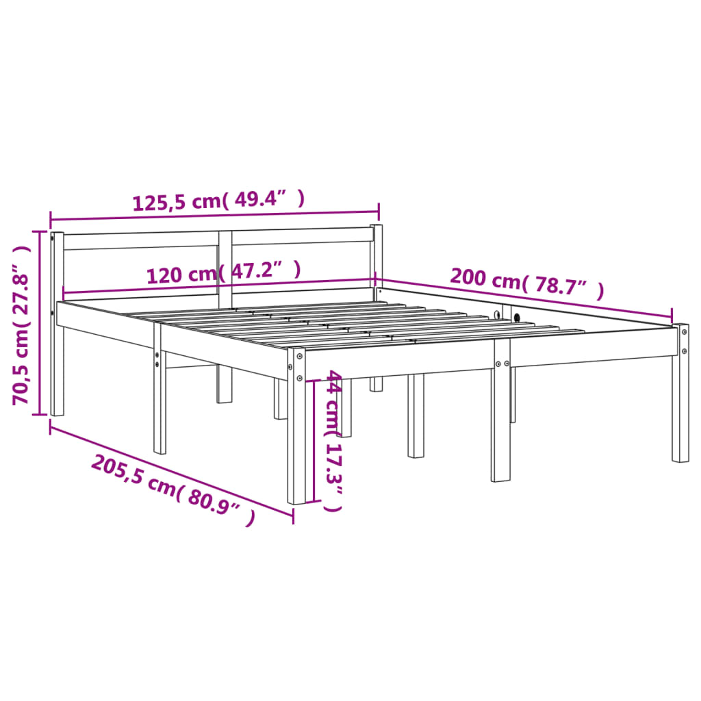 Seniorseng voksbrun 120x200 cm heltre furu