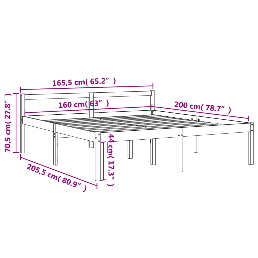 Seniorseng voksbrun 160x200 cm heltre furu