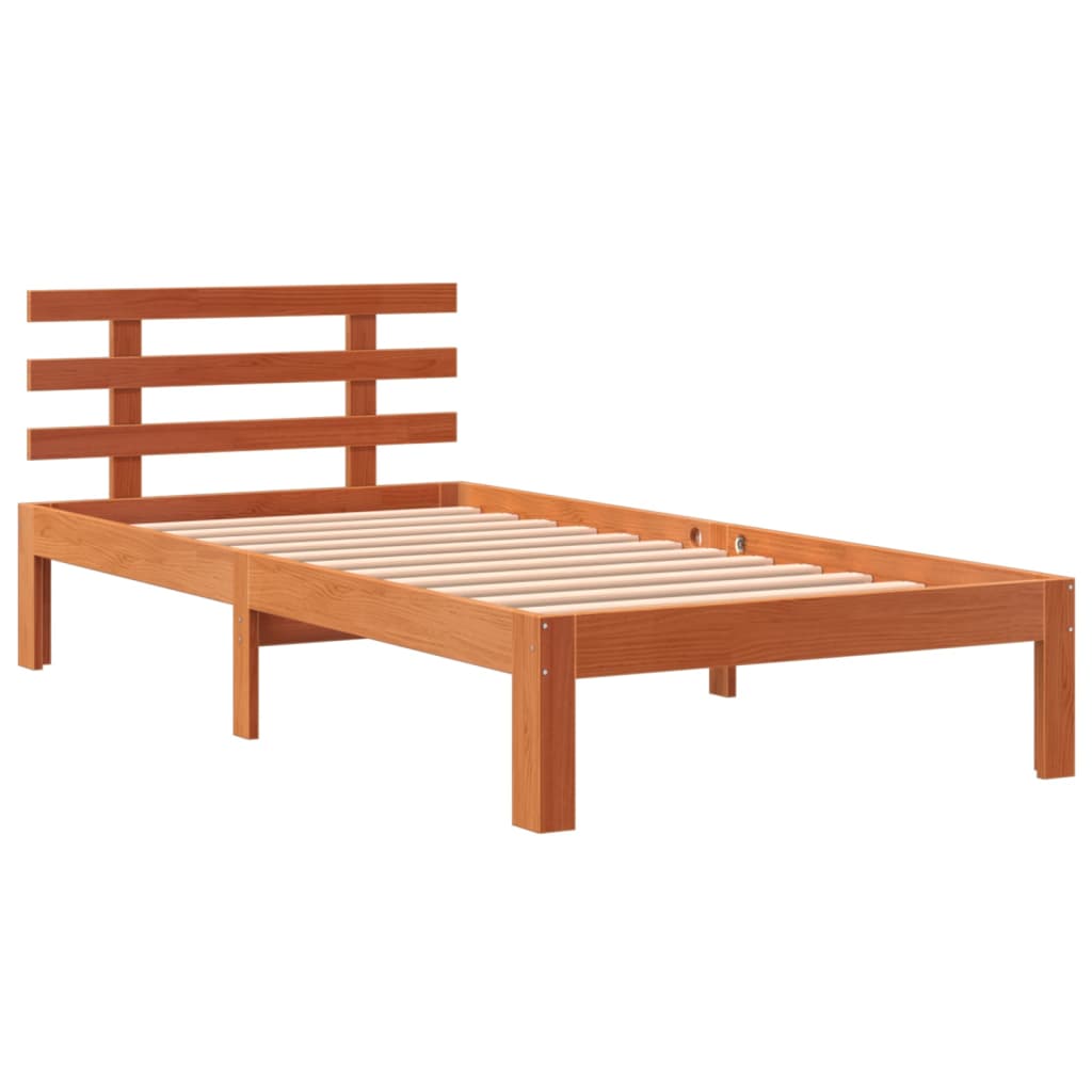 Sengeramme uten madrass voksbrun 90x200 cm heltre furu