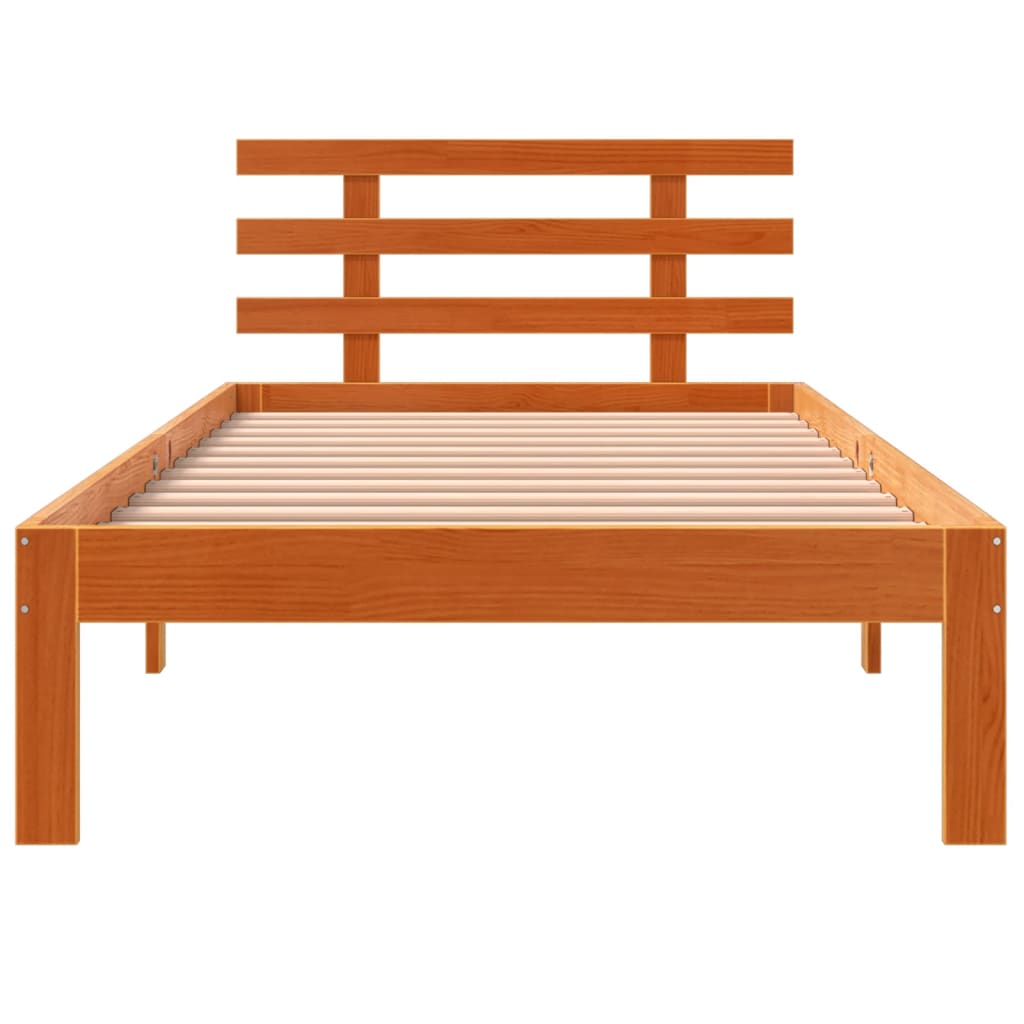 Sengeramme uten madrass voksbrun 90x200 cm heltre furu