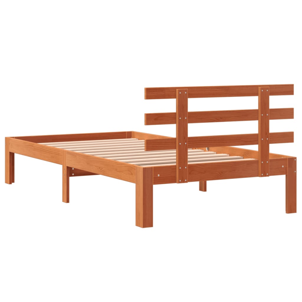 Sengeramme uten madrass voksbrun 90x200 cm heltre furu