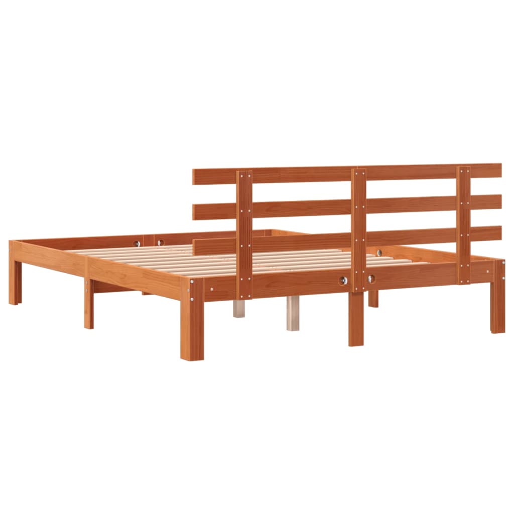 Sengeramme uten madrass voksbrun 120x200 cm heltre furu