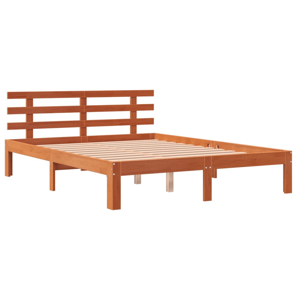 Sengeramme uten madrass voksbrun 140x200 cm heltre furu