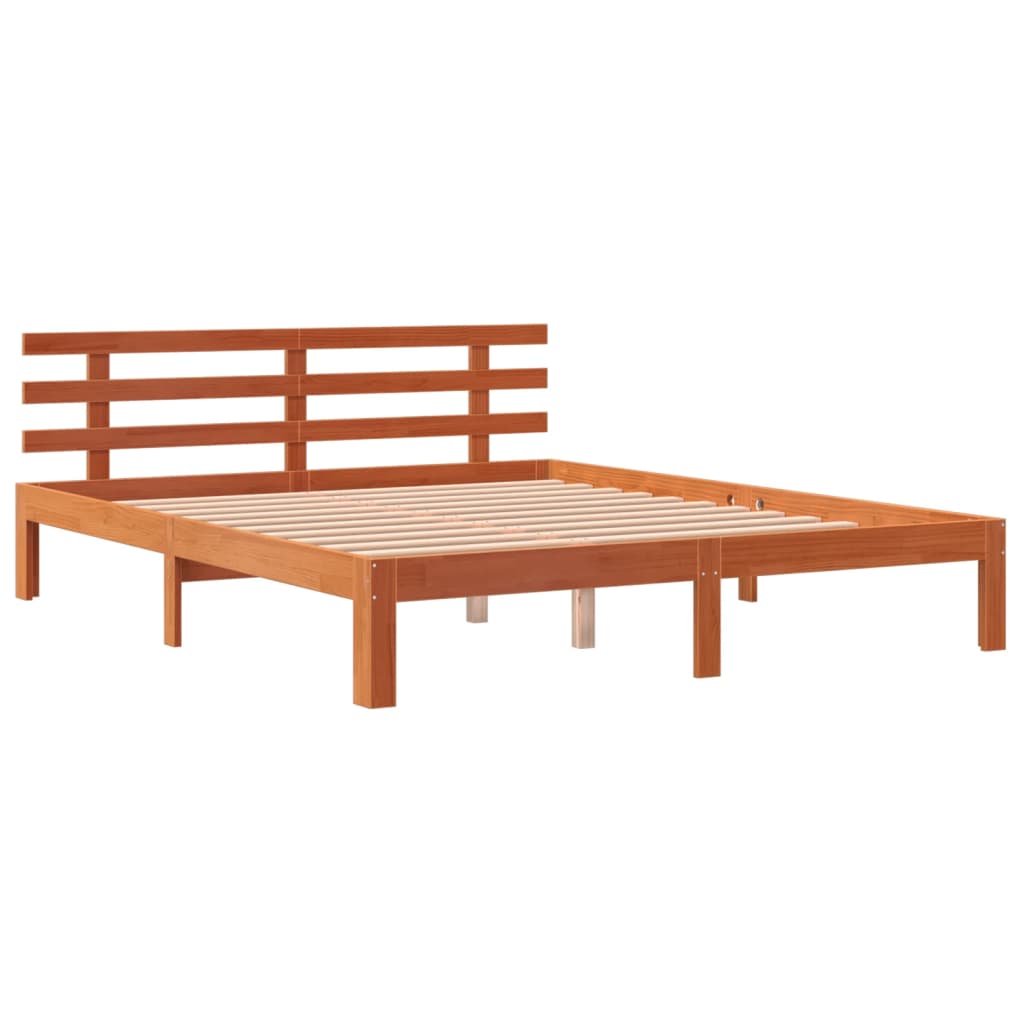 Sengeramme uten madrass voksbrun 160x200 cm heltre furu