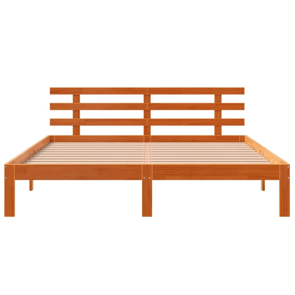 Sengeramme uten madrass voksbrun 160x200 cm heltre furu