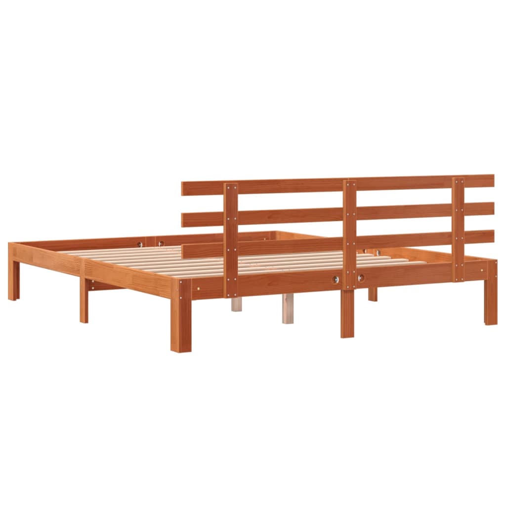 Sengeramme uten madrass voksbrun 160x200 cm heltre furu