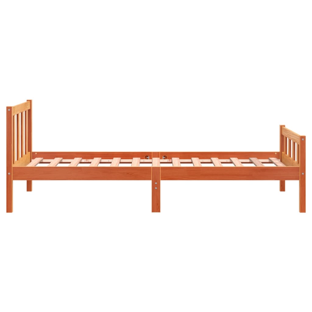 Sengeramme uten madrass voksbrun 75x190 cm heltre furu