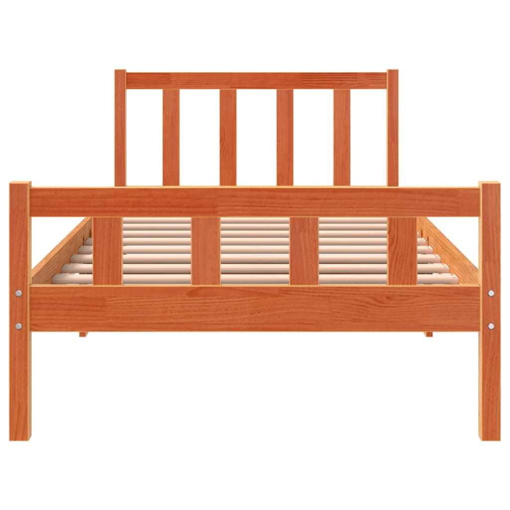Sengeramme uten madrass voksbrun 90x190 cm heltre furu