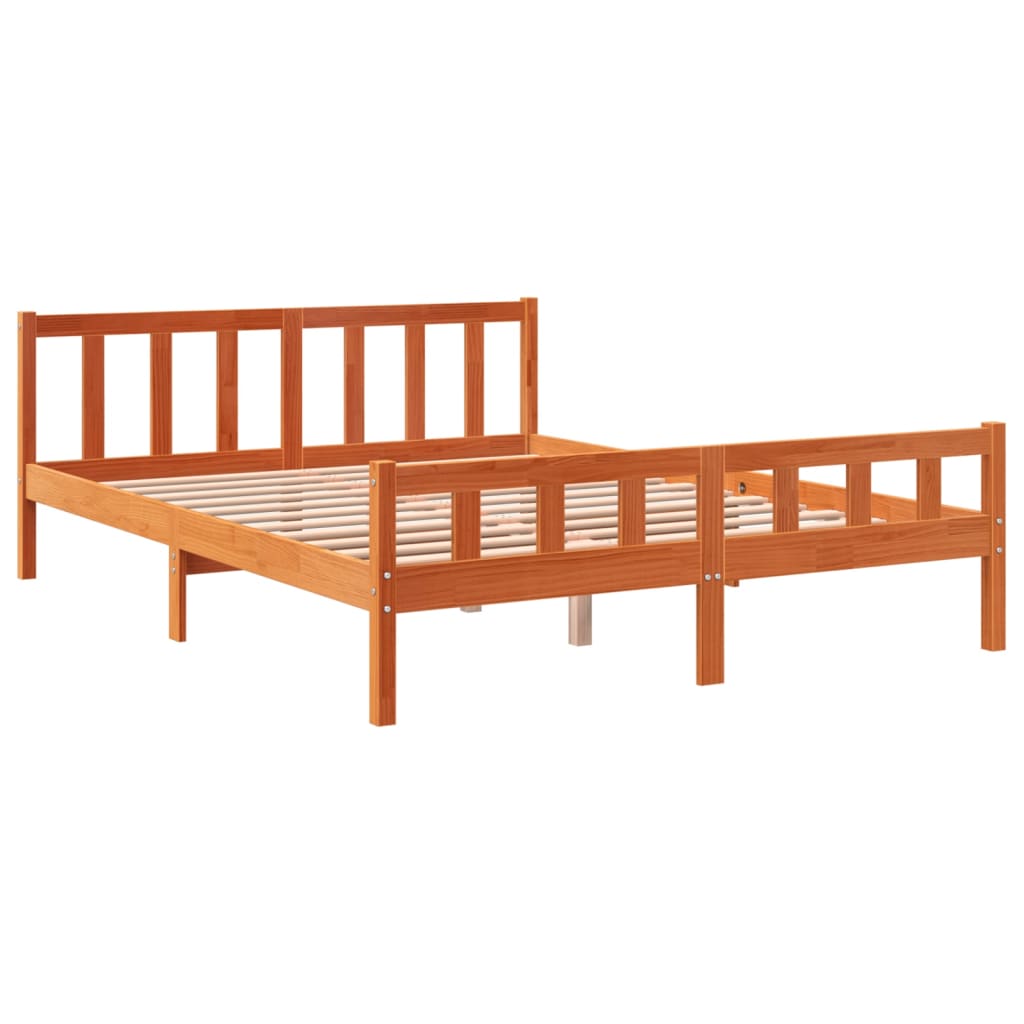 Sengeramme uten madrass brun 150x200 cm heltre furu