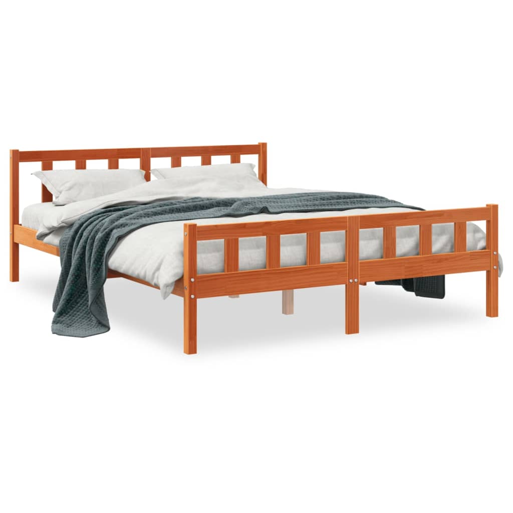 Sengeramme uten madrass brun 150x200 cm heltre furu