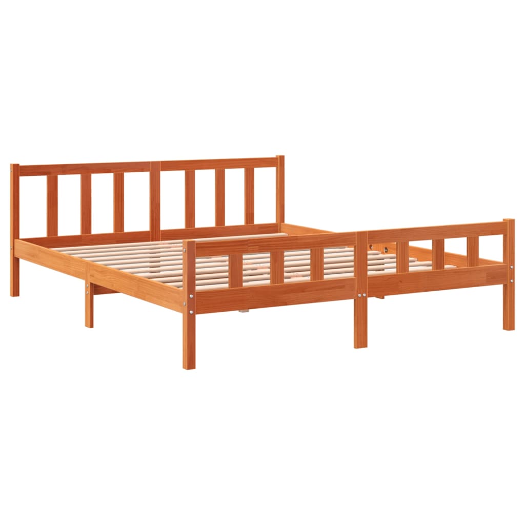 Sengeramme uten madrass voksbrun 160x200 cm heltre furu