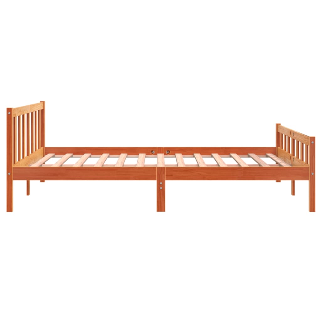 Sengeramme uten madrass voksbrun 160x200 cm heltre furu