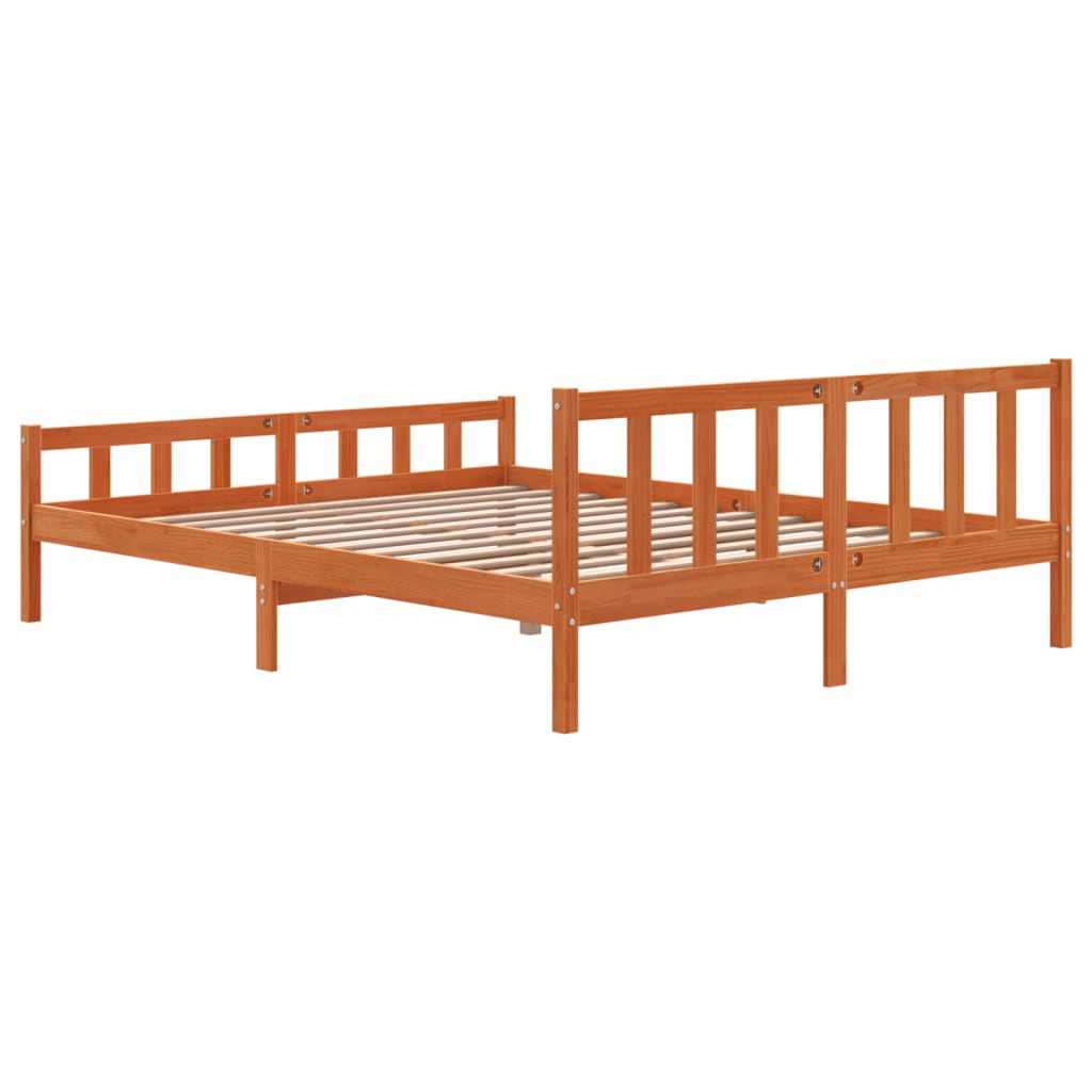 Sengeramme uten madrass voksbrun 160x200 cm heltre furu