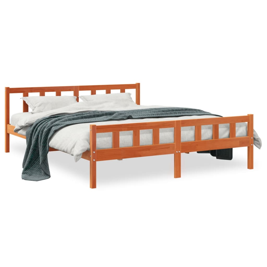 Sengeramme uten madrass voksbrun 160x200 cm heltre furu